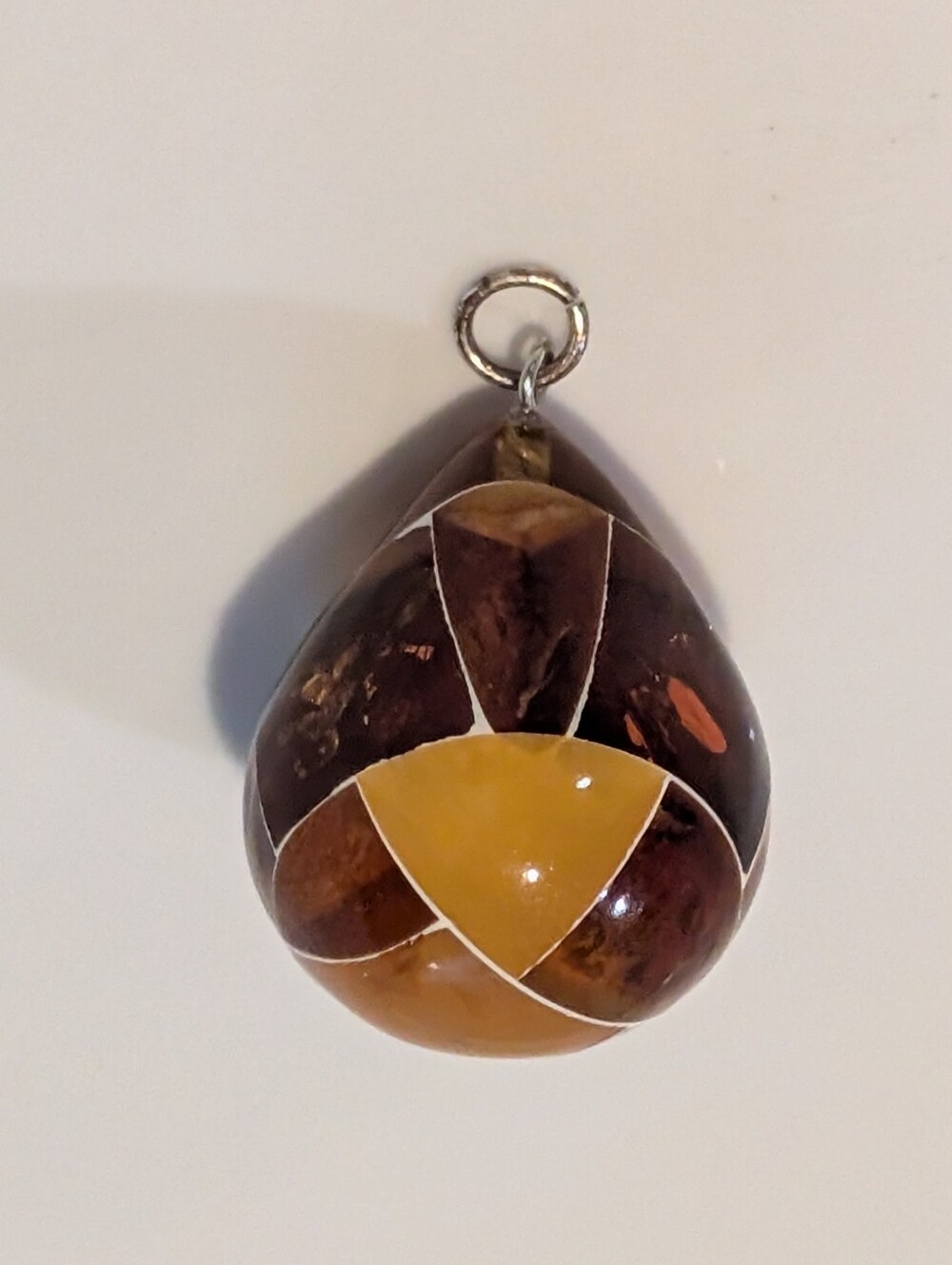 Vintage Teardrop Amber Mosaic Pendant - Multi Color Amber - Beautiful!